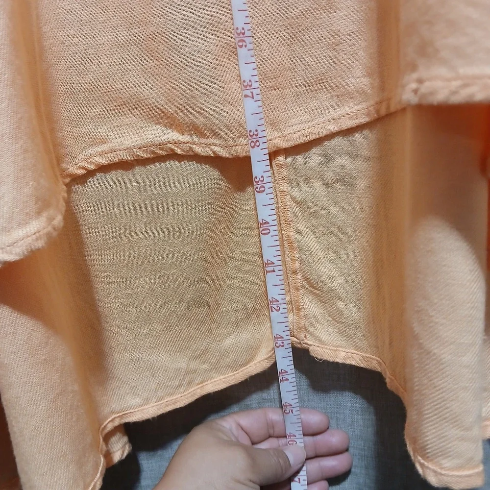 Free People Peach Midi Dress Deep Scoop Back‎ Ruffle Hem Pockets OB891286 Mens S